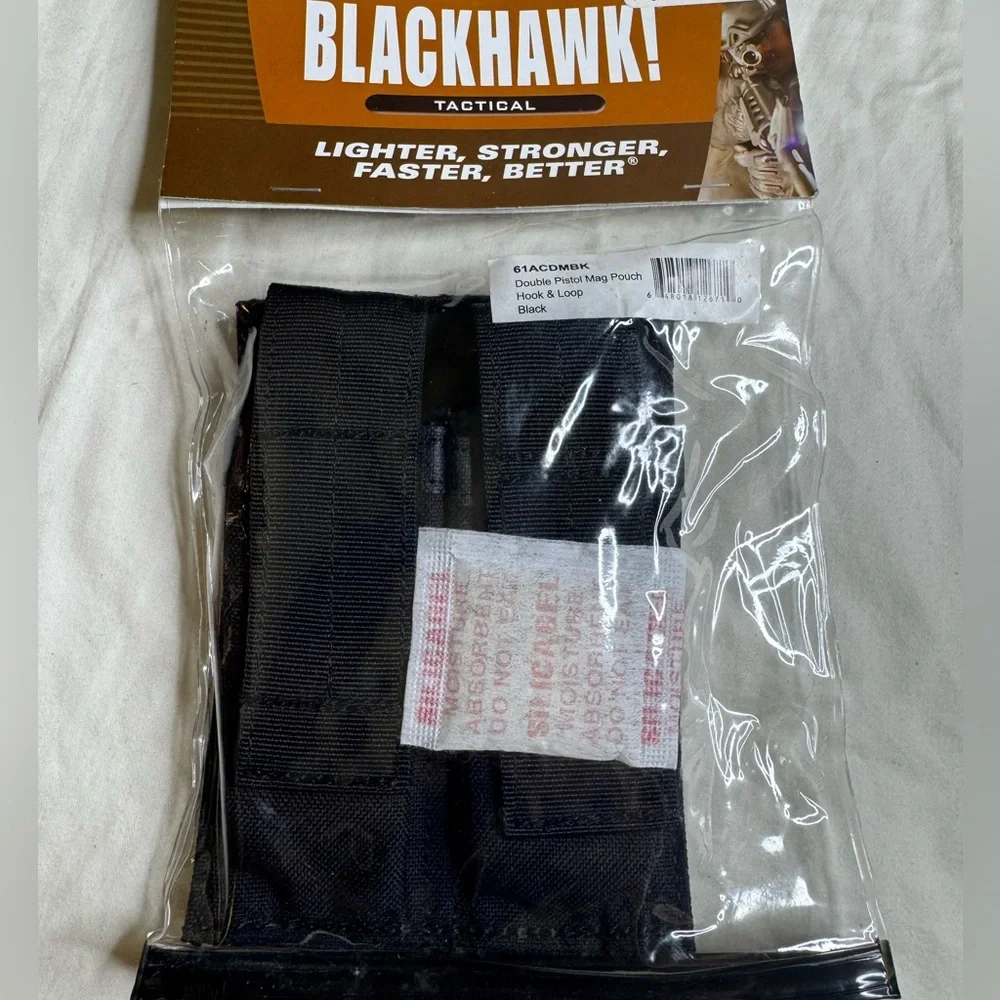 NWT Black Hawk Tactical Pistol Magazine Double Pouch Hook & Loop (black)